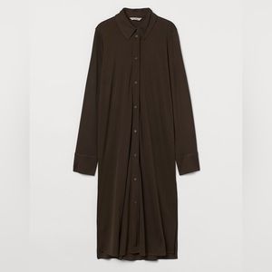 H&M Jersey Shirt Dress - Dark Green